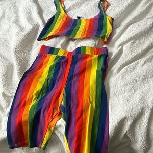 Xsmall “pride” inspired 2 piece biker set shorts
